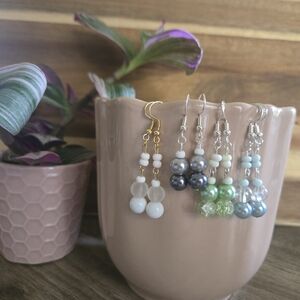 Elegant Multi-Color Beaded Earrings Set